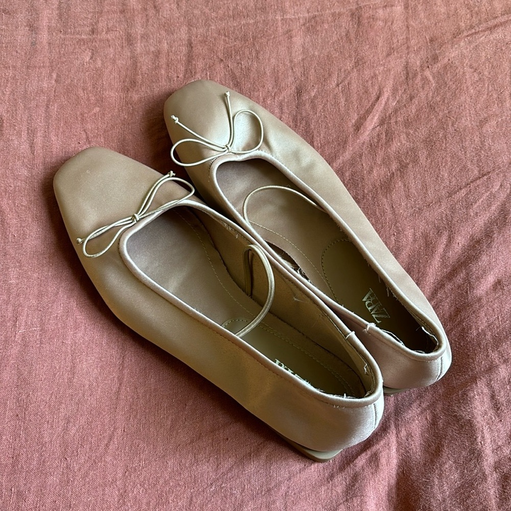 COPY - Zara beige/pink ballet flats gently worn